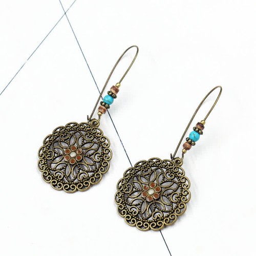 Round Flower Luck Drop Earrings Round Flower Luck Drop Earrings