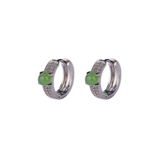 925 Sterling Silver Cyan Jade Success Stud Earrings 925 Sterling Silver Cyan Jade Success Stud Earrings