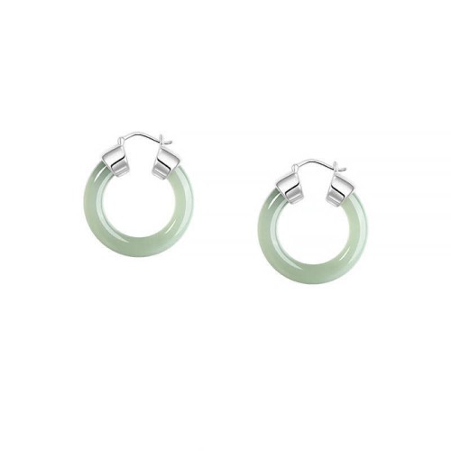 Round Jade White Jade Prosperity Earrings Round Jade White Jade Prosperity Earrings