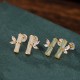 925 Sterling Silver Hetian Cyan Jade Bamboo Luck Stud Earrings 925 Sterling Silver Hetian Cyan Jade Bamboo Luck Stud Earrings