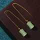 Jade Bamboo Pattern Luck Drop Earrings Jade Bamboo Pattern Luck Drop Earrings