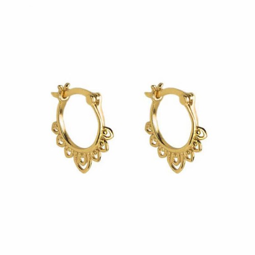 Round Lotus Flower Luck Hoop Earrings Round Lotus Flower Luck Hoop Earrings