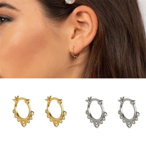 Round Lotus Flower Luck Hoop Earrings Round Lotus Flower Luck Hoop Earrings