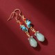 Magnolia Flower Jade Luck Prosperity Drop Earrings Magnolia Flower Jade Luck Prosperity Drop Earrings