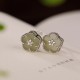 925 Sterling Silver Hetian Jade Plum Flower Luck Stud Earrings 925 Sterling Silver Hetian Jade Plum Flower Luck Stud Earrings