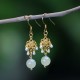 Hetian Jade Flower 14K Gold-Plated Luck Drop Earrings