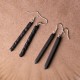 925 Sterling Silver Ebony Wood Texture Peace Drop Earrings 925 Sterling Silver Ebony Wood Texture Peace Drop Earrings