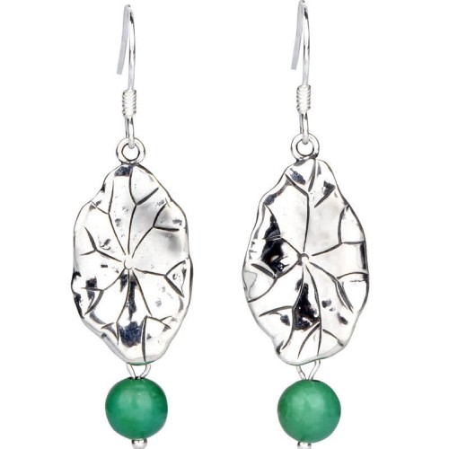 925 Sterling Silver Turquoise Lotus Leaf Protection Earrings 925 Sterling Silver Turquoise Lotus Leaf Protection Earrings