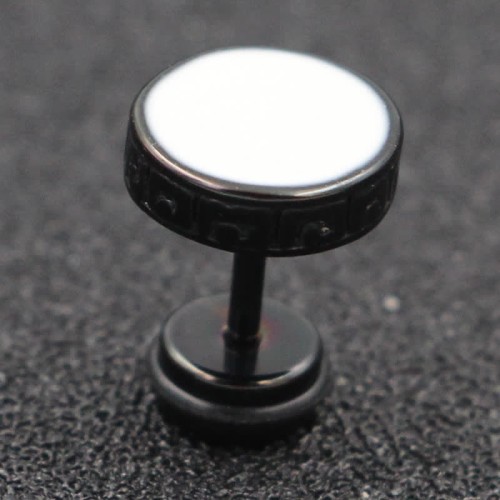 Titanium Steel Men’s Balance Round Stud Earrings