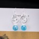 925 Sterling Silver Aquamarine Leaf Flower Peace Earrings Set 925 Sterling Silver Aquamarine Leaf Flower Peace Earrings Set