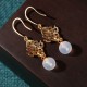 24K Gold Plated Round Chalcedony Positive Earrings 24K Gold Plated Round Chalcedony Positive Earrings