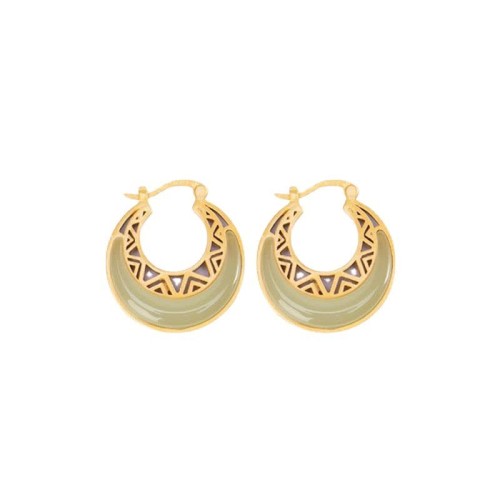 Crescent Moon Jade Prosperity Drop Earrings Crescent Moon Jade Prosperity Drop Earrings