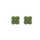 925 Sterling Silver Gold-Plated Cyan Jade Four Leaf Clover Luck Earrings
