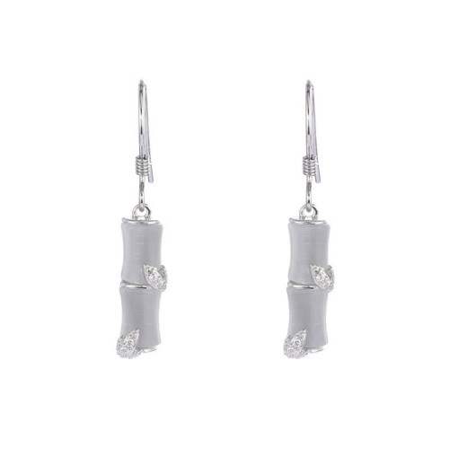 925 Sterling Silver Hetian Jade Cat Eye Bamboo Luck Drop Earrings 925 Sterling Silver Hetian Jade Cat Eye Bamboo Luck Drop Earrings