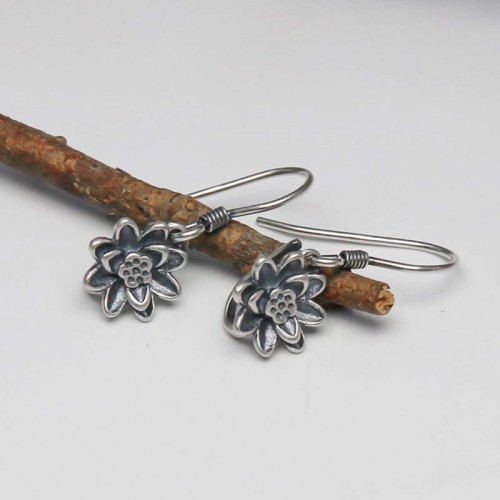 925 Sterling Silver Lotus Flower Enlightenment Earrings 925 Sterling Silver Lotus Flower Enlightenment Earrings