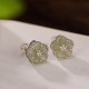 925 Sterling Silver Hetian Jade Plum Flower Luck Stud Earrings 925 Sterling Silver Hetian Jade Plum Flower Luck Stud Earrings