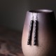 925 Sterling Silver Ebony Wood Texture Peace Drop Earrings 925 Sterling Silver Ebony Wood Texture Peace Drop Earrings
