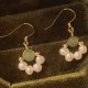 Cyan Jade Pearl Bead Luck Drop Earrings Cyan Jade Pearl Bead Luck Drop Earrings