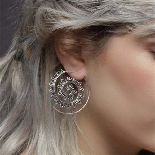 Tibetan Lotus Spiral Copper Blessing Earrings