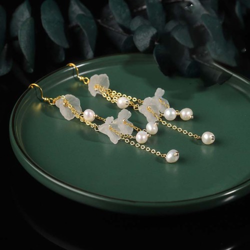 Pearl Flower Petals Luck Drop Earrings Pearl Flower Petals Luck Drop Earrings