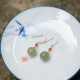 925 Sterling Silver 14K Gold-Plated Hetian Jade Red Agate Luck Earrings 925 Sterling Silver 14K Gold-Plated Hetian Jade Red Agate Luck Earrings