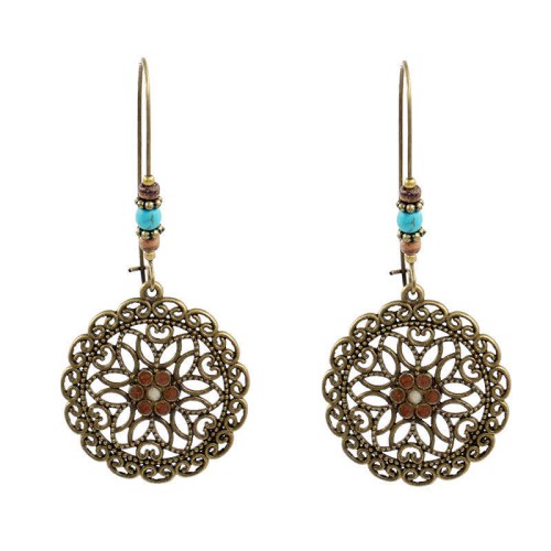 Round Flower Luck Drop Earrings Round Flower Luck Drop Earrings