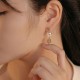 Tridacna Stone Flower Jade Bead Blessing Earrings