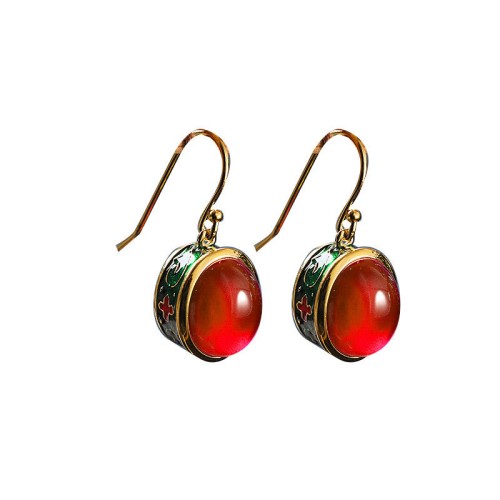 Round Red Corundum Confidence Drop Earrings Round Red Corundum Confidence Drop Earrings