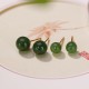 925 Silver Round Cyan Jade Healing Stud Earrings