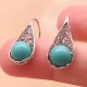 925 Sterling Silver Turquoise Beaded Protection Drop Earrings