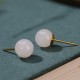 925 Sterling Silver Round White Jade Blessing Stud Earrings 925 Sterling Silver Round White Jade Blessing Stud Earrings