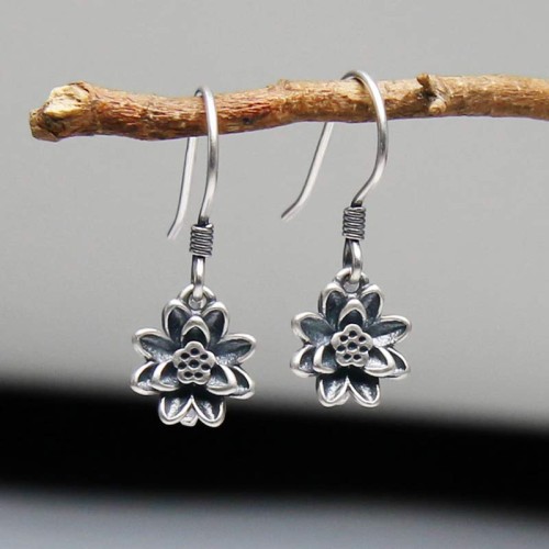 925 Sterling Silver Lotus Flower Enlightenment Earrings 925 Sterling Silver Lotus Flower Enlightenment Earrings