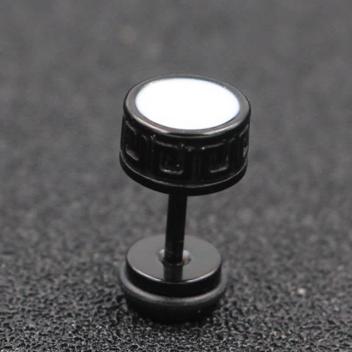 Titanium Steel Men’s Balance Round Stud Earrings