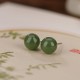 925 Silver Round Cyan Jade Healing Stud Earrings