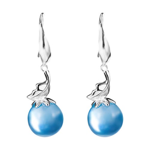 925 Sterling Silver Aquamarine Leaf Flower Peace Earrings Set 925 Sterling Silver Aquamarine Leaf Flower Peace Earrings Set