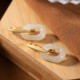 925 Silver Round White Jade Happiness Earrings