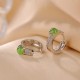 925 Sterling Silver Cyan Jade Success Stud Earrings 925 Sterling Silver Cyan Jade Success Stud Earrings