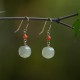 925 Sterling Silver 14K Gold-Plated Hetian Jade Red Agate Luck Earrings 925 Sterling Silver 14K Gold-Plated Hetian Jade Red Agate Luck Earrings
