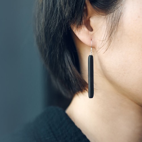 925 Sterling Silver Ebony Wood Texture Peace Drop Earrings 925 Sterling Silver Ebony Wood Texture Peace Drop Earrings
