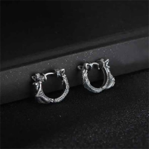 925 Sterling Silver Dragon Hoop Protection Earrings 925 Sterling Silver Dragon Hoop Protection Earrings