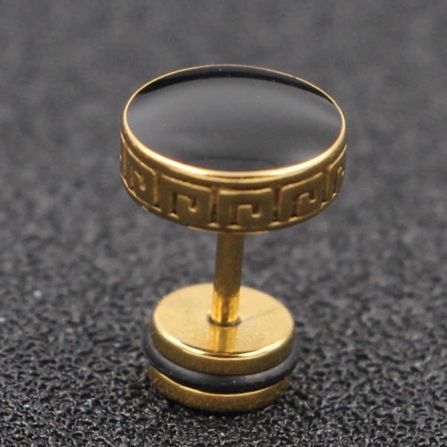 Titanium Steel Men’s Balance Round Stud Earrings