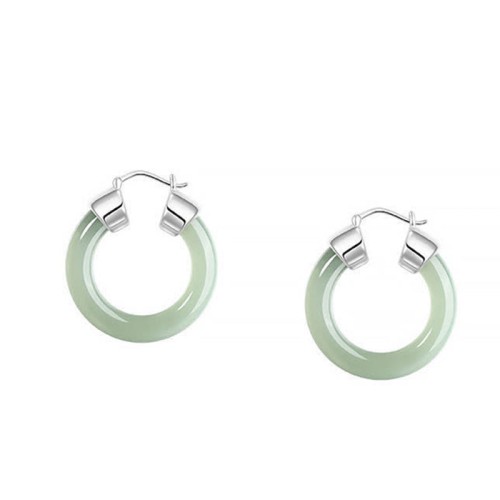 Round Jade White Jade Prosperity Earrings Round Jade White Jade Prosperity Earrings