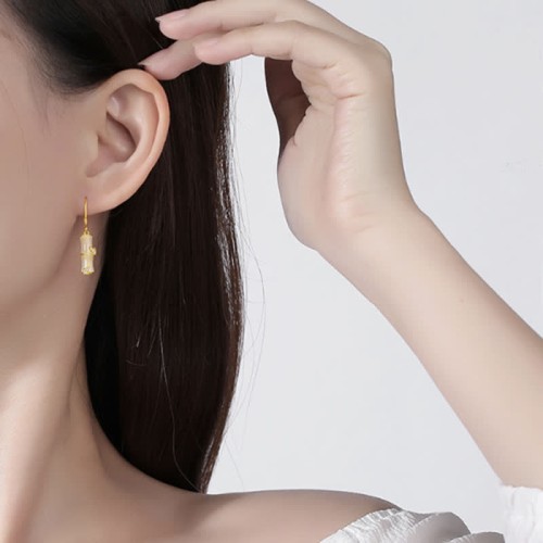 925 Sterling Silver Hetian Jade Cat Eye Bamboo Luck Drop Earrings 925 Sterling Silver Hetian Jade Cat Eye Bamboo Luck Drop Earrings