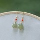 925 Sterling Silver 14K Gold-Plated Hetian Jade Red Agate Luck Earrings 925 Sterling Silver 14K Gold-Plated Hetian Jade Red Agate Luck Earrings