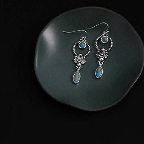 925 Sterling Silver Vintage Turquoise Waterdrop Earrings 925 Sterling Silver Vintage Turquoise Waterdrop Earrings