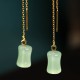 Jade Bamboo Pattern Luck Drop Earrings Jade Bamboo Pattern Luck Drop Earrings