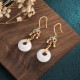 Feng Shui White Jade Blessing Earrings