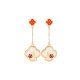 24K Gold-Plated White Jade Four Leaf Clover Earrings 24K Gold-Plated White Jade Four Leaf Clover Earrings