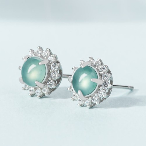 925 Sterling Silver Jade Luck Abundance Stud Earrings 925 Sterling Silver Jade Luck Abundance Stud Earrings