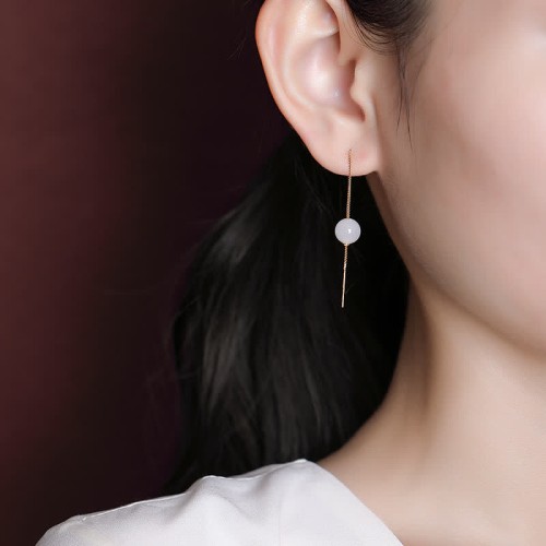 925 Sterling Silver White Jade Happiness Drop Earrings 925 Sterling Silver White Jade Happiness Drop Earrings